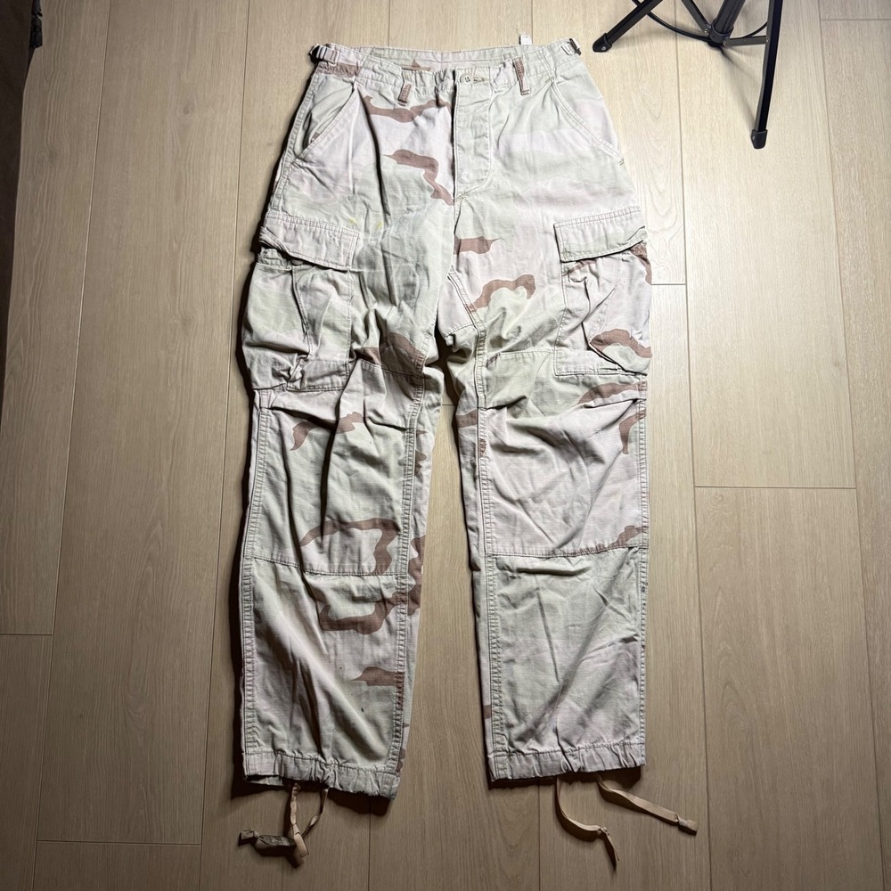 Military Cargo Pants Mens XS Short Tan Desert Camo Ripstop Distress Thrashed